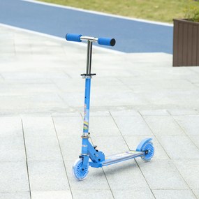 HOMCOM Hulajnoga dziecięca z LED, kółka 124 mm, składana, regulowana wysokość, z muzyką, hamulec tylnego koła, niebieska | Aosom PL