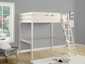 Łóżko antresola GEDEON - 140 × 190 cm - Lite drewno sosnowe - Bielone + materac