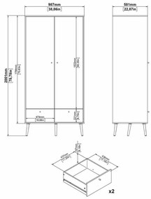 Antracytowa szafa 99x200 cm Bodo – Tvilum