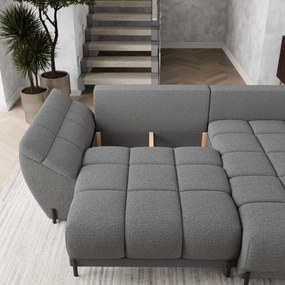 Masseno Narożnik VESTANO  z funkcją spania i pojemnikiem na pościel Narozniki L, Rozkładana sofa - Szary, QUELLE 92