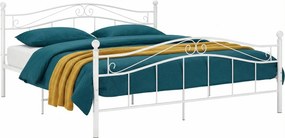 Białe Metalowe Łózko Małżeńskie 200X200 Cm F4-T02