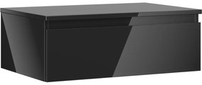 Mexen Orio szafka łazienkowa podumywalkowa 70 cm z blatem, 1 szuflada, czarna połysk - 91A10-07023-1-BFC70