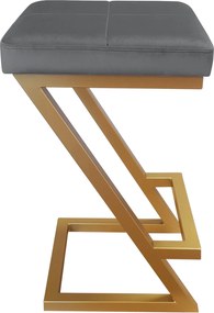 Hoker ZETA krzesło barowe tkanina Welur podstawa metalowa LOFT : Kolor Stelaża - Złoty, Kolor tkaniny - VELVET - BL14