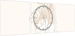Obraz - Line art monstera N⁰1 (z zegarem) (90x30 cm)