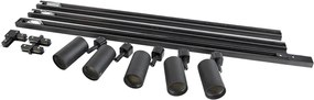 Nowoczesny system szynowy czarny z 5 reflektorami 1-fazowymi - Jeana