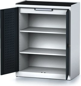 Szafa warsztatowa MECHANIC, 1170 x 920 x 500 mm, 2 półki, 1 szuflada, grafitowe drzwi