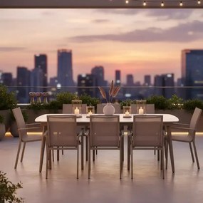 Stół ogrodowy aluminiowy beżowy 180x90 cm Spiek kamienny solidny i trwały