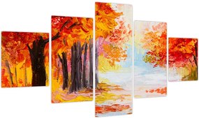 Obraz - Obraz olejny, kolorowa jesień (125x70 cm)