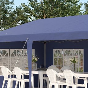 Outsunny Rozsuwany pawilon 6 x 3 m, półotwarty, zdejmowane ściany, duże okna, torba transportowa, stelaż ze stali, niebieski