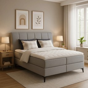 Łóżko Kontynentalne Tapicerowane ADERITO 180X200 z Pojemnikiem Szare