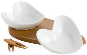Zestaw 2 miseczek do serwowania z widelczykami i tacą Brandani Coeur Blanc