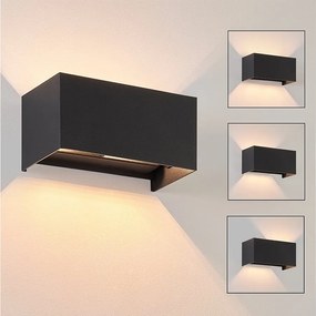 NETTLIFE Czarny kinkiet LED IP65, regulowane ciepłe białe światło G9, kinkiet wewnętrzny/zewnętrzny do salonu