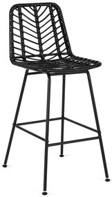 Czarny rattanowy hoker kuchenny ogrodowy F7-L82