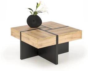 Stolik kawowy SEVILLA S 80x80 dąb craft/czarny HALMAR