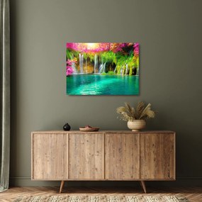 Obraz na szkle - Wodospad, Jeziora Plitwickie, Chorwacja (70x50 cm)