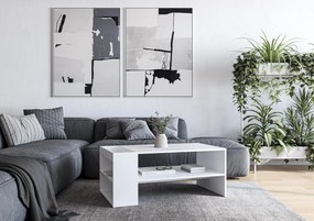 Prostokątna ława z dodatkowymi półkami biała 100/55/42 MURCIA