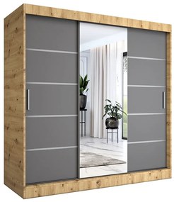 Szafa przesuwna 200 cm dąb artisan + antracyt - Marmos 6X