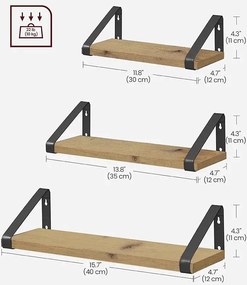Komplet 3 półek wiszących dąb artisan - Tocador 5X