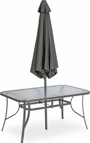 Zestaw Mebli Ogrodowych NEBRASKA Szary 6 Krzeseł Stół Tarasowy Parasol Nowoczesny