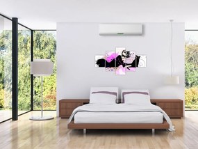 Obraz - Kobieta z czarnym kotem (125x70 cm)