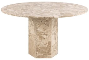 Jasnobrązowy marmurowy okrągły stół ø 130 cm Naxos – Actona