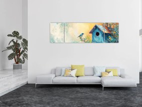 Obraz - Domek dla ptaków, akwarela (170x50 cm)