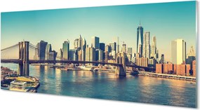 Panel szklany do Kuchni Rzeczna Panorama z Mostem