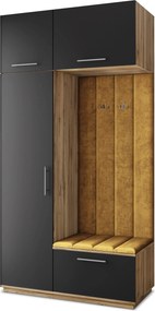 Masseno Garderoba REMA 120/240/60 cm Nowoczesna Szafa do Przedpokoju Dąb wotan, MONOLITH 48 (Żółty)