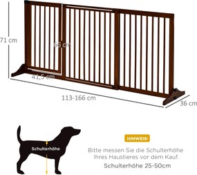PawHut Barierka Ochronna Drewniana Konfigurowalna Szyna Bezpieczeństwa dla Psów Sosnowa Brązowa 71x113-166cm | Aosom PL