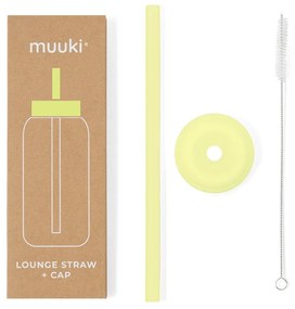 Silikonowa słomka z wieczkiem i szczoteczką w komplecie Sunny Lemonade – Muuki