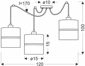 Lampa wisząca abażurowa typu pająk czarny + złoto - Z039-Reso