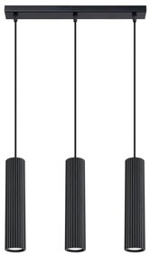 Lampa wisząca KARBON 3L czarna ryflowana SOLLUX  LIGHTING