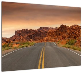 Obraz na szkle - droga w górach (70x50 cm)