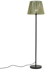 Zewnetrzna Zewnętrzna lampa podłogowa czarna z zielonym kloszem ze sznura IP44 - Virginia JaylaJapandi Oswietlenie zewnetrzne