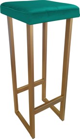 Hoker ALEX krzesło barowe tkanina Welur podstawa metalowa : Kolor Stelaża - Złoty, Kolor tkaniny - VELVET - MG20, Wysokość - 90 cm