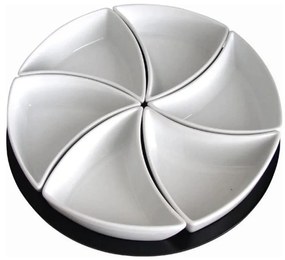 Zestaw 6 misek z podstawką TORO — ceramika i drewno