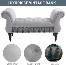 HOMCOM Luksusowa ławka tapicerowana otomana drewno kauczukowe poliester kolor szara