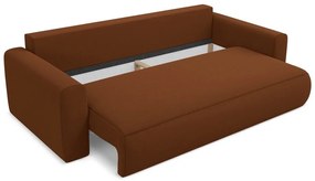 Aksamitna rozkładana/ze schowkiem sofa w kolorze terakoty 238 cm Kapua – Makamii