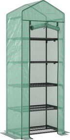 Outsunny Mini-szklarnia na kwiaty lub warzywa, stal, tworzywo sztuczne, 69 dł. x 49 szer. x 193 wys. cm, Zielona