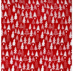 Czerwony świąteczny koc z mikropluszu CHRISTMAS TREES Rozmiar: 160 x 200 cm