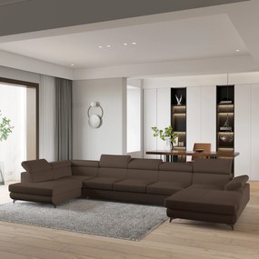 Masseno Narożnik MONTIVA z funkcją spania i pojemnikiem na pościel Narozniki U, Rozkładana sofa - Brązowy, QUELLE 25