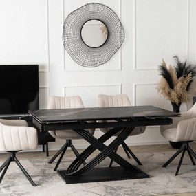 Stół Rozkładany Prostokątny IBIZA 160-240 cm Ceramiczny Czarny Marmur do Jadalni Nowoczesny Loft
