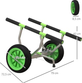 SPORTNOW Wózek do łodzi, regulowana szerokość, nośność do 100 kg, aluminium, czarno-zielony, 79 x 72,5 x 42 cm