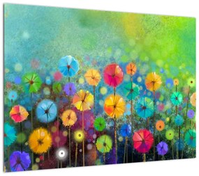 Obraz na szkle - Abstrakcyjne kwiaty (70x50 cm)