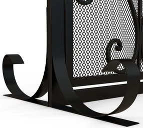 HOMCOM Siatka przeciw iskrom dla kominka, elegancki wzór, podwójne drzwi, magnetyczne zamknięcia, czarny, 105 x 40 x 80,5 cm