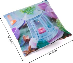 Poduszka dekoracyjna z oświetleniem LED Latarnia - 38 x 38cm