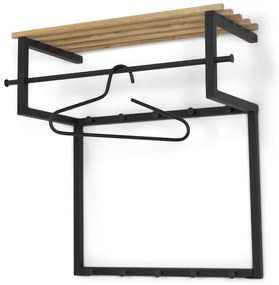 Czarno-naturalny metalowy wieszak ścienny z półką Rizzoli – Spinder Design