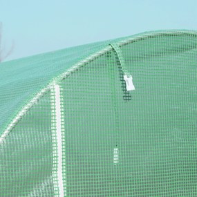 Szklarnia Outsunny 500x200x205cm, Tunel foliowy do pomidorów, Drzwi z moskitierą, Okna, Tunel foliowy ze stali ocynkowanej, Stabilny tunel do uprawy roślin, Szklarnia w komplecie z kotwami do ziemi i linami, Zielony