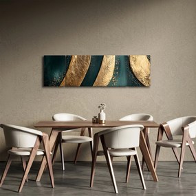 Obraz - Zielona abstrakcja ze złotem I. (170x50 cm)
