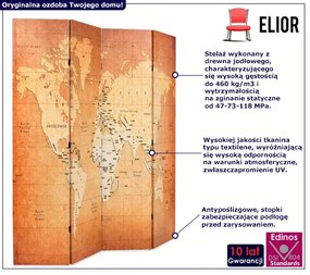 Wewnętrzny parawan z motywem mapy świata - Glovix 160 x 170 cm
